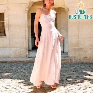 Linen Long Dress, Summer Dress, Wedding Guest Dress, Bridesmaid Dress, Women Maxi Dress, Sleeveless Dress, Full Length Dress, V Neck Dress