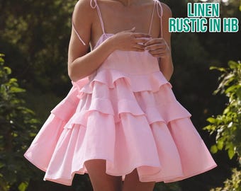 Linen Baby Doll Mini Dress, Summer Linen Dress, Flared Dress, Loose Short Dress, Above The Knee Dress, Sleeveless Dress, Linen Mini Sundress