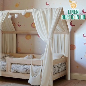 House Bed Linen Canopy, Montessori Bed Curtain, Bed Canopy Tent, Kids Room House Bed Canopy, Playroom Decor, Baby Bed Canopy, Canopy Tent