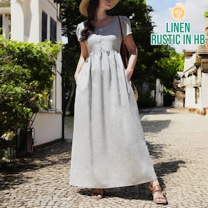Vestido de verano de manga corta, vestido largo, vestido con botones delanteros, vestido informal holgado, vestido con bolsillo, vestido largo para mujer, vestido playero hasta los tobillos.