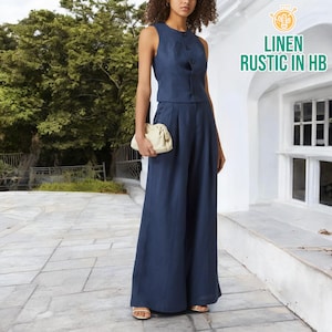 Women Loose Top And Pants, Button Front Top, Sleeveless Tank Top, High Waist Pants, Wide Leg Trousers, Loose Pants, Linen Set, Summer Set