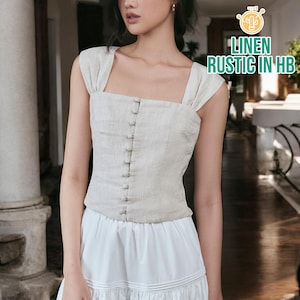 Long Sleeves Women Top, Summer Linen Top, Square Neck Top, Button Up Top, Loose Linen Top, Bell Sleeve Blouse, Loose Linen Blouse, Crop Top