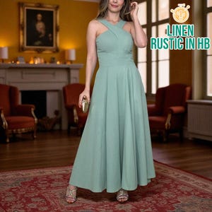 Criss Cross Linen Dress, Maxi Dress Women, Sleeveless Ankle Length Dress, Party Dress, Elegant Dress, Fit And Flared Dress, Long Sundress
