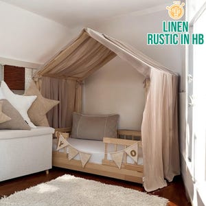 House Bed Canopy, Linen Canopy, Montessori Bed Canopy, Canopy Tent, Canopy For Crib, Bed Curtains, House Bed Curtains, Crib Canopy For Kids