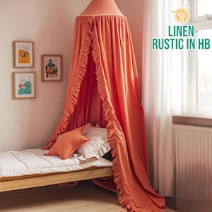 Linen Crib Canopy, Nursery Canopy, Baldachin Canopy, Bed Curtain, Hanging Canopy, Kidroom Decor, Reading Nook, Play Tent, Kid Princess Tent