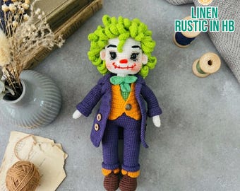 Clown Crochet Doll, Clown Man Amigurumi Doll, Joker Amigurimi Doll, Halloween Crochet, Horror Movie Character Doll Plush, Gift For Boyfriend