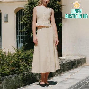 Summer Top And Skirt Set, Linen Blouse Women, Flared Skirt, Mini Linen Skirt, Sleeveless Shirt Summer, Linen Set, Maxi Skirt, A-line Skirt