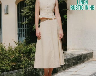 Summer Top And Skirt Set, Linen Blouse Women, Flared Skirt, Mini Linen Skirt, Sleeveless Shirt Summer, Linen Set, Maxi Skirt, A-line Skirt