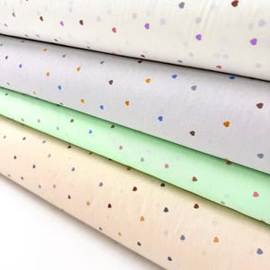 Little Colorful Hearts 100% Cotton Poplin Fabric - Quilting, Nursery Fabric, Bedding, Kids Clothing, Valentine&#39;s Day