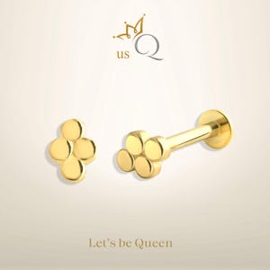 Gold Minimalist Four Disc Cartilage Earring - Flat Back Tragus Jewelry - Dainty Handmade Ear Stud - Unique Gift for Her - Birthday Gift