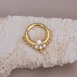 Gold Dainty Septum Ring - Minimalist Helix Piercing - Rook Earring - Elegant Cartilage Earring - Special Birthday Gift - Gift for Her