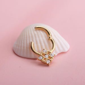 14K Gold Dainty Septum Ring - Minimalist Helix Piercing - Rook Earring - Elegant Cartilage Earring - Gift for Her - Special Birthday Gift