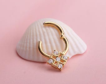Septum Hoop Earring: 14K Gold Minimalist Design - Cartilage Friendly