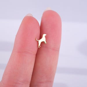 Gold Dog Cartilage Earring - Minimalist Flat Back Tragus - Handmade Gift for Her - Perfect Mother Day Gift - Valentine Gift for Dog Lovers