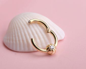 Gold Minimalist Septum Ring: Dainty Helix and Rook Cartilage Hoop