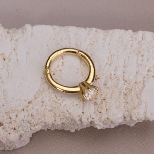 Gold Minimalist Solitaire Septum Ring - Elegant Helix Piercing - Rook Earring, Dainty Cartilage Earring, Gift for Her, Special Birthday Gift