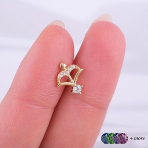 Minimalist Flat Back Earring with Bow and Arrow Design - Cartilage Earring - Handmade Gift for Her - Valentines Gift - Unique Gold Jewelry