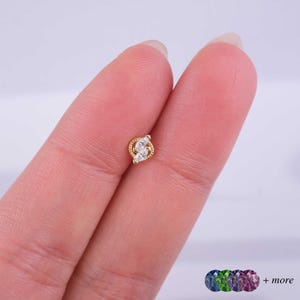 Gold Marquise Tragus Piercing - Twisted Wire Design Cartilage Stud, Dainty Flat Back Earring, Minimalist Jewelry Birthday Gift for Her