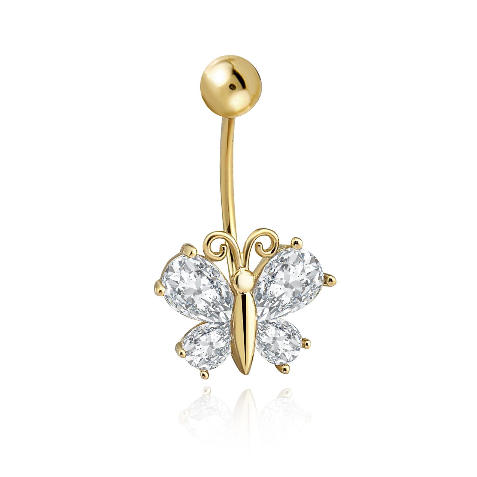 Sparkling Butterfly Belly Button Ring - The Body Rings