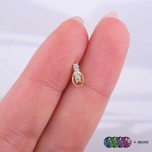 Minimalist Gold Tragus Piercing Earring - Dainty Flat Back Cartilage Jewelry, Handmade Gift for Her, Birthday Gift - Mothers Day Gift