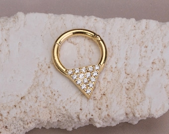 Triangle Septum Hoop: Gold Cartilage Earring