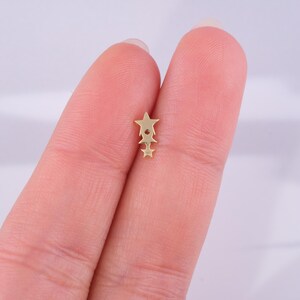Gold Star Tragus Earring - Minimalist Flat Back Cartilage Piercing - Handmade Dainty Jewelry Gift for Her - Birthday & Mothers Day