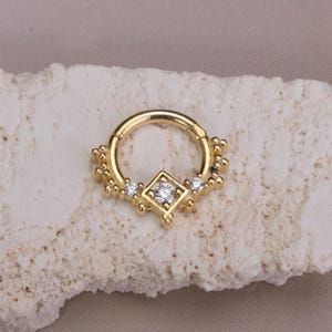 Gold Dainty Septum Ring - Minimalist Helix Piercing - Rook Earring - Elegant Cartilage Earring - Gift for Her - Special Birthday Gift