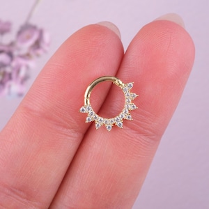 Gold Dainty Septum Ring - Minimalist Helix Piercing - Rook Earring - Special Birthday Gift - Gift for Her - Elegant Cartilage Earring