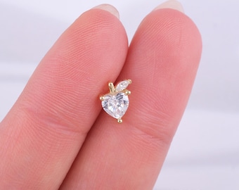 Cartilage Stud Earring: Minimalist Heart Stone - Gold or Silver
