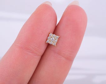 Cartilage Piercing Earring: Gold Square Design