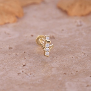 Gold Anchor Tragus Piercing - Nautical Flat Back Cartilage Earring - Dainty Handmade Jewelry Gift for Her - Minimalist Anchor Stud
