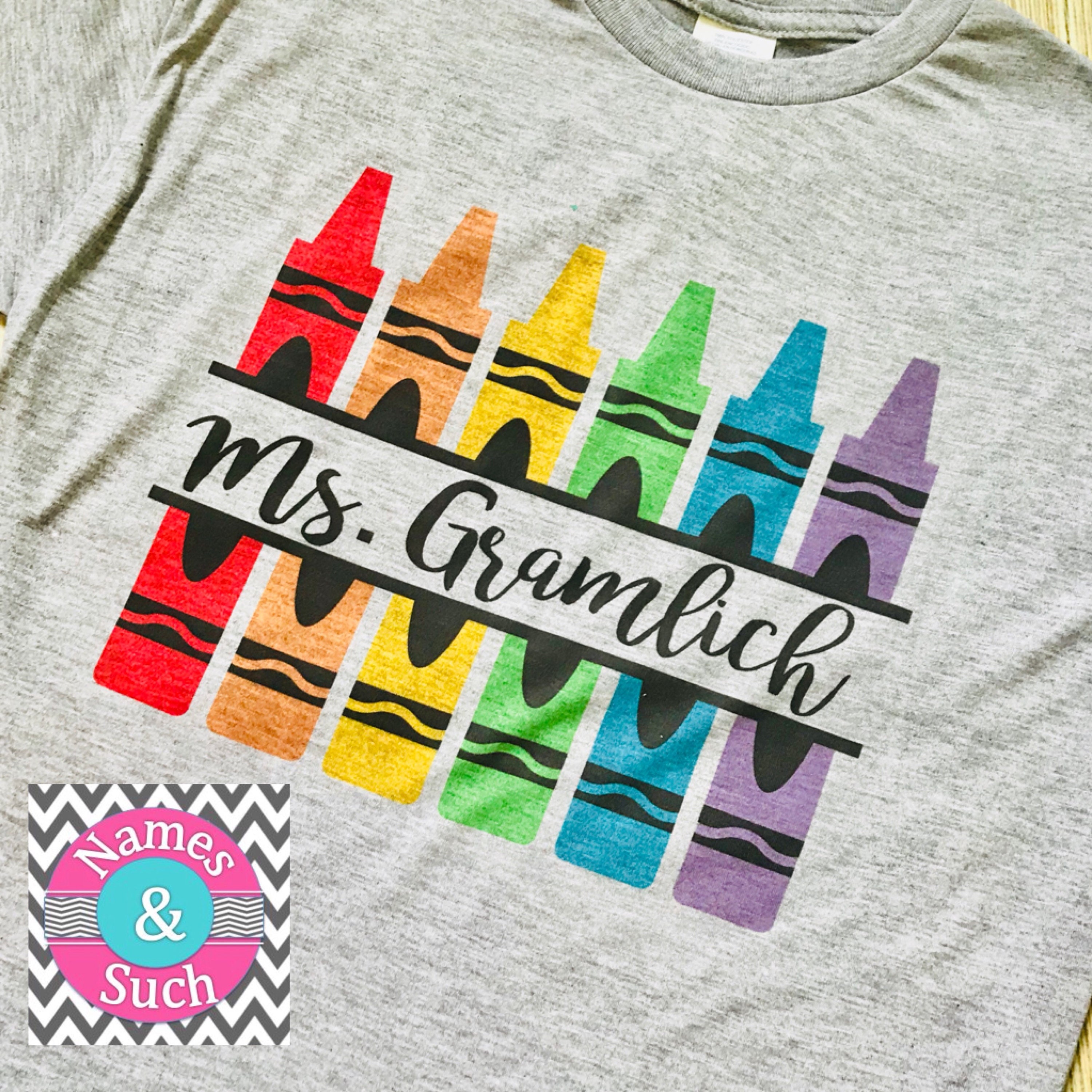 Download Vintage Style Unisex Teacher Shirt Personalized Crayon Design | Etsy