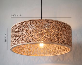 Lampada a sospensione Lililux, lampada in legno, lampada a sospensione retrò, paralume, lampada a sospensione moderna