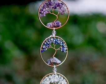 7 Chakra Crystal Hanging, Meditation Decor, Natural Chakra Stones, Boho Spiritual Home Decor, Unique Gift for Her or Him, Housewarming Gift