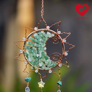 Crescent Moon Crystal Sun catcher Gift for Mom, Sun and Moon Suncatcher, Wall Hangings, Boho Chic Home Decor, Rainbow Maker Gift for Her