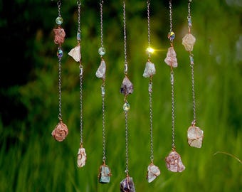 Crystal Sun Catcher Wind Chime – Handmade Rainbow Prism Boho Decor, Gift for Her, Positive Energy Window Hanging for Garden or Balcony