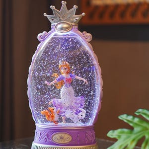 Princess Snow Globe Music Box – Light-Up Crown Gift with Bunny Squirrel, Castle Decor for Girls Room & Birthday