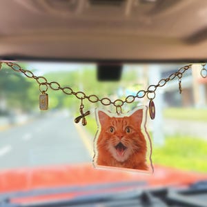 Personalized Pet Photo Car Hanging Decor,Car Mirror Charm,Rear View Mirror Accessory,Cat Dog Pet Car Decoration,Gift for Pet Lover,Pet Charm