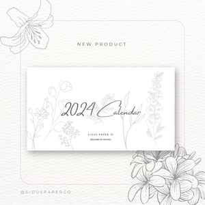 Printable 2024 Floral Wall or Desk Calendar
