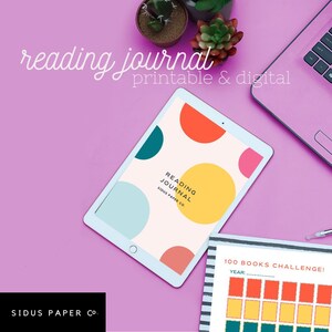 Reading Journal - Afdrukbare PDF en digitale download Stimuleren van diverse leeslijsten, boekrecensies en recensies, verlanglijstjes, uw boekenplank