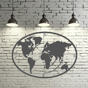 Laser Cut World Map | SVG DXF AI Files | North East South West Decor | World Map Wall Decoration Laser File