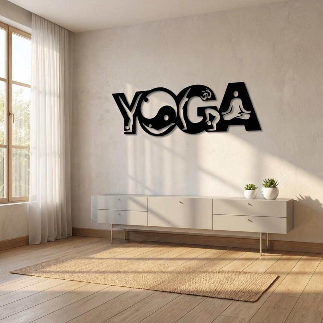 Yoga Wall Art Sign – Wooden YOGA Letters With Yoga Poses | Yoga Studio ...