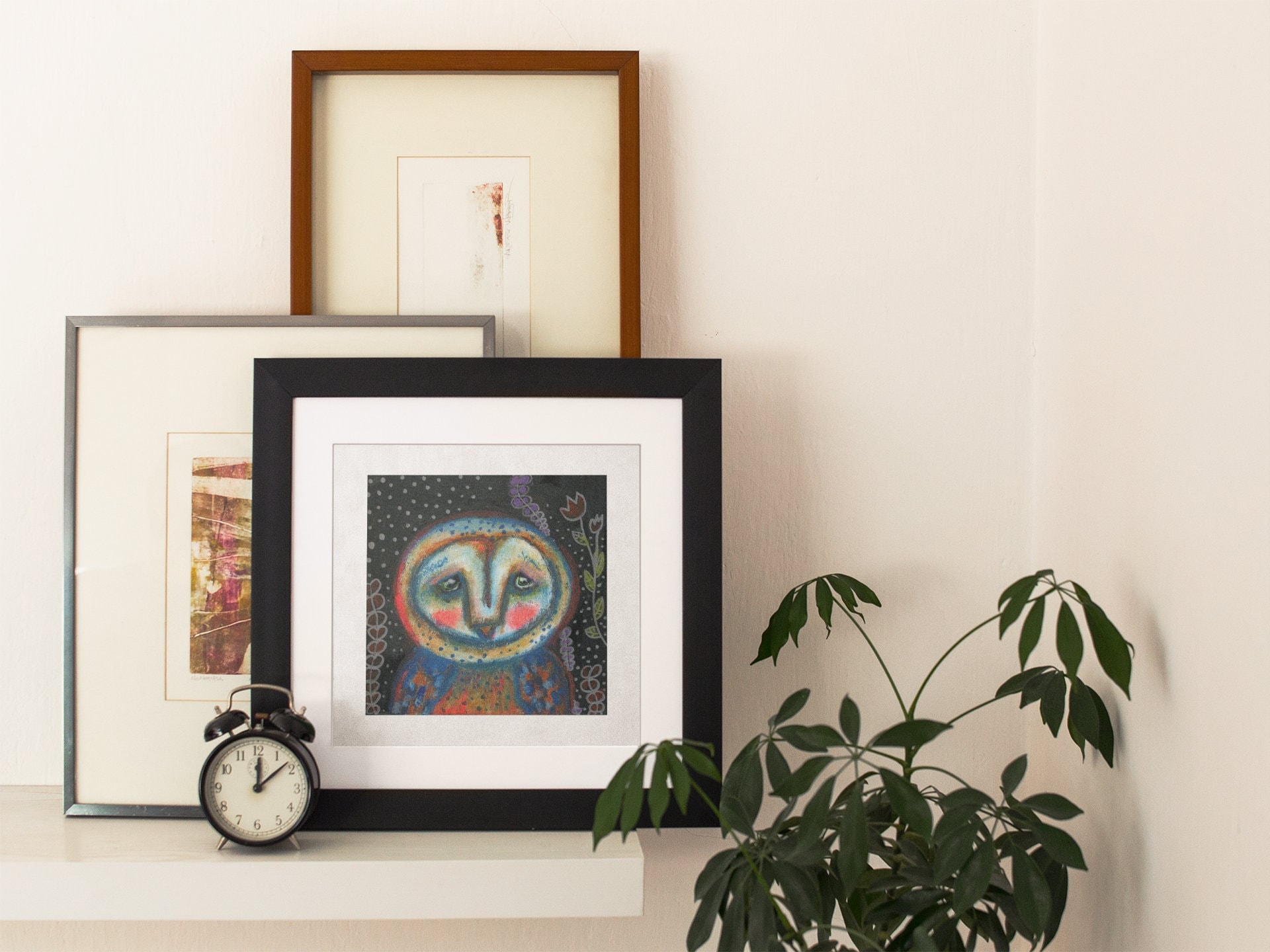 Woodland Owl Art, Contemporary Owl Art, Whimsical Owl Art, Barn Owl Art, Barn Owl Art Print, Folk Ar
