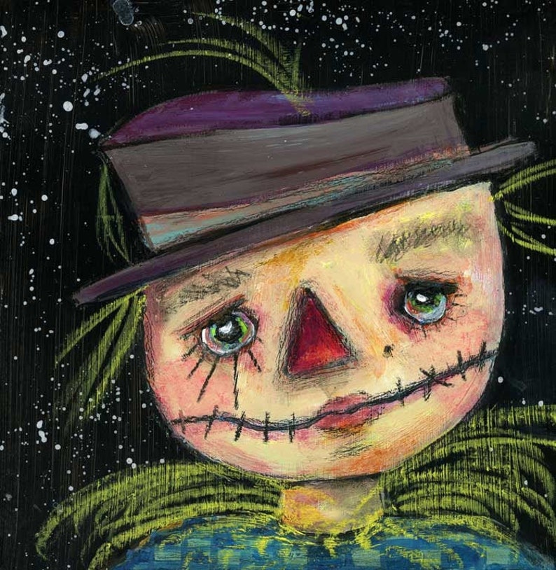 The Fabulous Scarecrow an original 5x5 painting