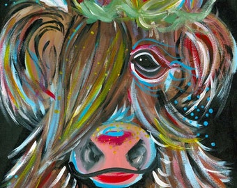 Colorful Hairy Cow - Original 16x20