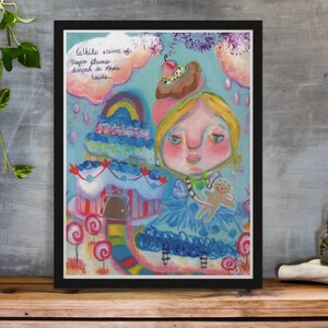 Whimsical Girl Print, Cake Girl Print, Cake Girl Art Print, Ice Cream Girl Art Print, Candy Land Print, Dessert Girl Print, Candy Land Art image 6