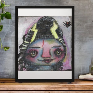 Bride of Frankenstein Print, Halloween Frankenstein Art, Bride of Frankenstein Art, Spooky Art, Goth Print, Frankenstein lover, Halloween