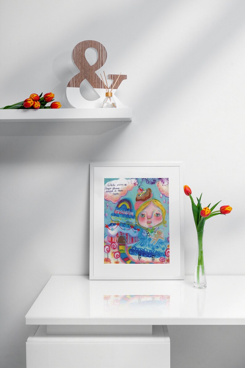 Whimsical Girl Print, Cake Girl Print, Cake Girl Art Print, Ice Cream Girl Art Print, Candy Land Print, Dessert Girl Print, Candy Land Art image 3