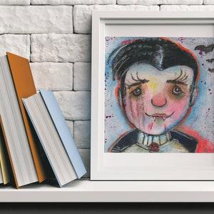Vampire Art Print, Halloween Vampire Art, Goth Vampire, Halloween Vampire Print, Vampire Wall Art, Goth Vampire Art, Sweet Vampire Art,