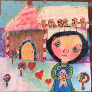 The Gingerbread Baker - an original 8x8 Acrylic Painting